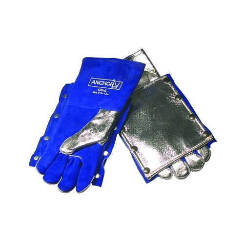 Best Welds Welding Gloves, Split Cowhide, Full Sock Lining, Large, Blue, Glove W/ Back Pad - 1 per PR - 4200AL