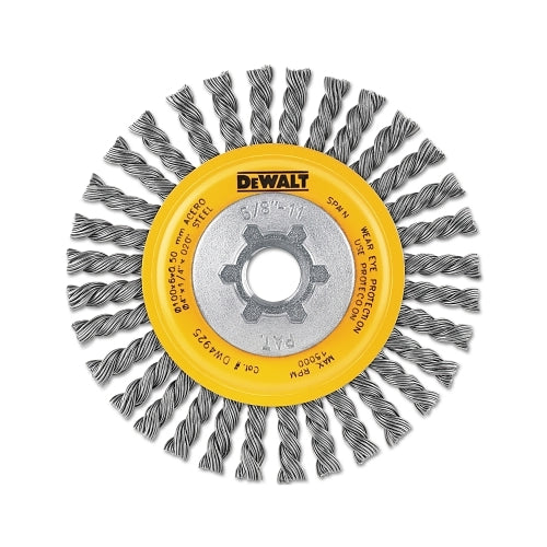 Dewalt Stringer Wire Wheel, 4 Inches Dia, 1/2 Inches Face Dia, 0.020 Inches Carbon Steel Wire, 20000 Rpm - 1 per EA - DW4925B