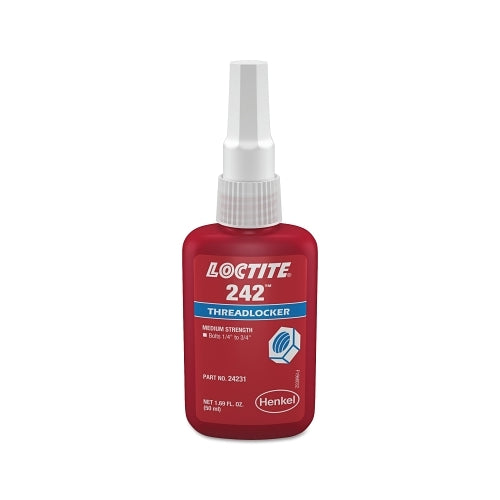 Loctite 242 x0099 Fijador de roscas, resistencia media, 50 ml, rosca de 1/4 pulgadas a 3/4 pulgadas, azul - 1 por BO - 135355