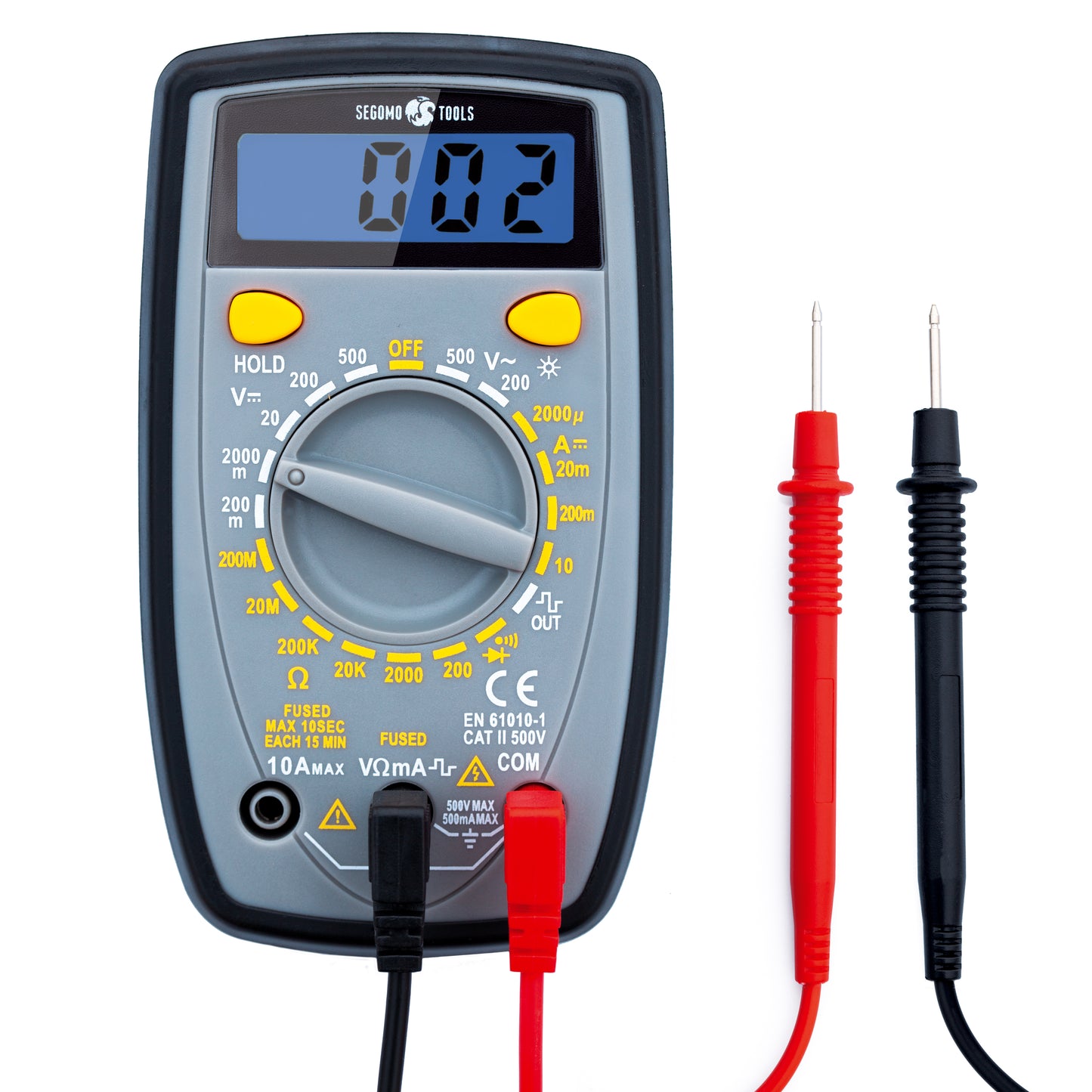 Segomo Tools 500 Volt Amp & Diode Voltage, Resistance & Continuity Digital Multimeter Tester - DM500