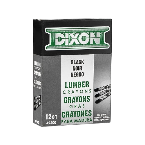 Dixon Ticonderoga Lumber Crayon, 1/2 Inches Dia X 4-1/2 Inches L, Carbon Black - 12 per DOZ - 49400