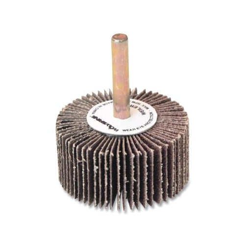 Weiler Wolverine Mounted Flap Wheel, Unthreaded, 1/4 Inches Dia Stem X 2 Inches Dia X 1 Inches W, 60 Grit, 25000 Rpm - 10 per BOX - 30723