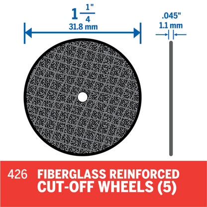 Dremel 426 - 1 Pack (5 x pieces) 1-1/4 Inch Diameter Fiberglass Reinforced Cut-Off Wheels - 426