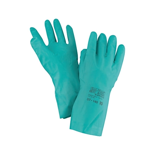 Alphatec Solvex 37-145 Nitrile Gloves, Gauntlet Cuff, Unlined, Size 10, Green, 11 Mil - 12 per DZ - 105545