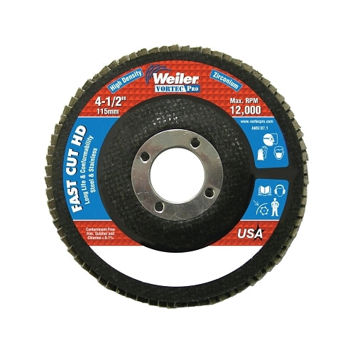 Weiler 31389 Disco abrasivo de láminas de alta densidad Vortec Pro de 4-1/2 pulgadas, plano, 10 por paquete