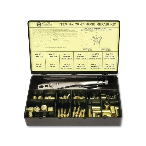 Western Enterprises Hose Repair Kit, A-Size/B-Size Nuts, B-Size Fittings, 3/16 Inches Hose Id, Hand-Grip 2-Hole Jaw Crimp Tool - 1 per KIT - CK24