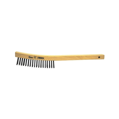 Weiler Curved Handle Scratch Brushes, 14 Inches L, 4 X 18 Rows, Steel Wire, Wood Handle - 1 per EA - 44056