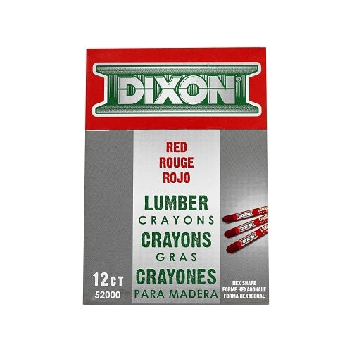 Dixon Ticonderoga Lumber Crayon, 1/2 Inches Dia X 4-1/2 Inches L, Red - 12 per DZ - 52000