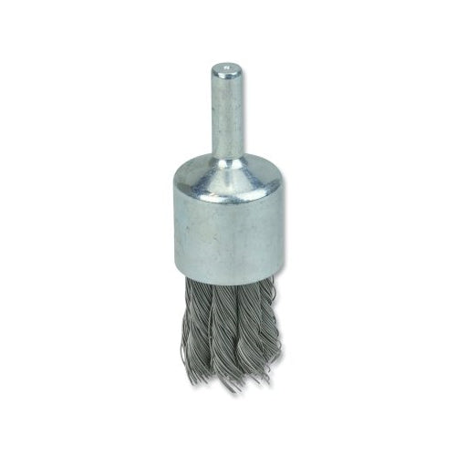 Brosse d'extrémité en fil noué Weiler, acier, fil de 3/4 pouces de diamètre x 0,014 pouces, 25 000 tr/min, 1 Ea/Ea - 1 par EA - 10025