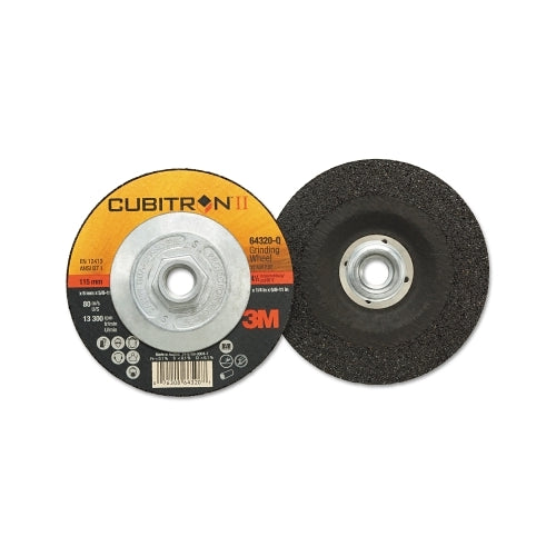 3M Cubitron Ii Depressed Center Grinding Wheel, 4-1/2 Inches Dia, 1/4 Inches Thick, 5/8 Inches -11 Arbor, 36 Grit, Precision Shaped Ceramic - 10 per CT - 7100103334