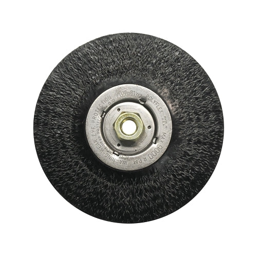 Weiler Crimped Wire Wheel, 7 Inches D X 3/16 Inches W, .014 Inches Steel Wire, 9000 Rpm - 2 per BX - 35216