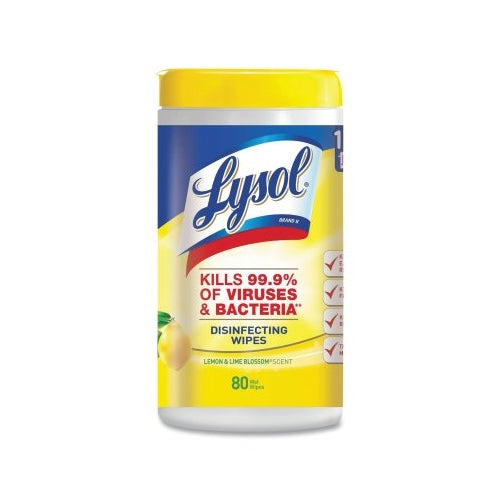 Lysol Brand Disinfecting Wipes, 80/Canister, Lemon And Lime Blossom Scent - 6 per CA - RB-77182