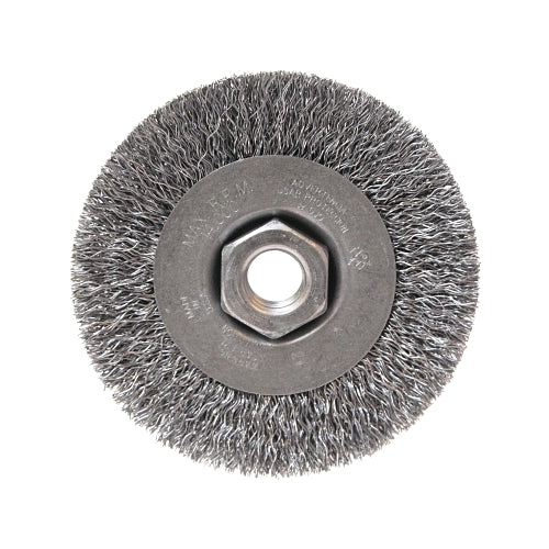 Brosse à roue sertie légère de marque Anchor, 4 pouces de diamètre X 1/2 pouces de largeur, fil d'acier au carbone 0,014, 14 000 tr/min - 1 par EA - 93047