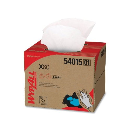 Wypall X60 Cloth Wiper, White, 11.1 Inches W X 16.8 Inches L, Brag Box, 252 Sheets/Box - 1 per CA - 54015