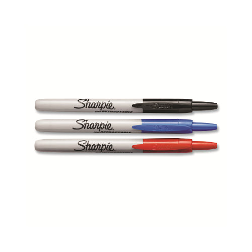 Sharpie Retractable Permanent Marker Set, 3-Pk Assorted Colors - 3 per PK - 32726PP