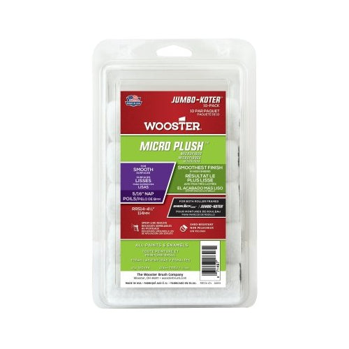 Wooster Micro Plush x0099  Jumbo-Koter Mini Roller Covers, 10 Pack, 4-1/2 In, 5/16 Inches Nap Length - 4 per BX - 0RR5140044