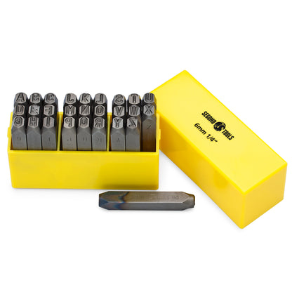 Segomo Tools Lot de 27 tampons de perforation professionnels 6 mm 1/4" (lettres : AZ) (pour cuir, bois, cuivre, laiton, aluminium, acier doux) – LETTER14