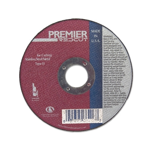 Carborundum Premier Redcut Right Angle Grinder Reinforced Cut-Off Wheel, 4-1/2 Inches Dia, 1/8 Inches Thick, Ziconia/Aluminum Oxide - 25 per PK - 05539566206