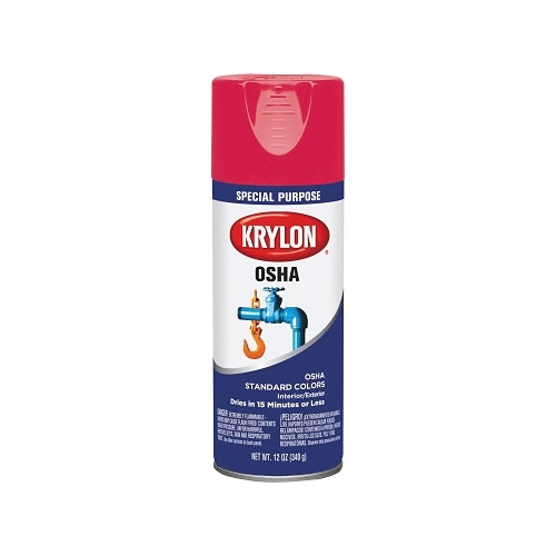 Krylon Osha Safety Color Spray Paint, 12 Oz Fill, Aerosol Can, Safety Red, Gloss - 6 per CA - K02116777