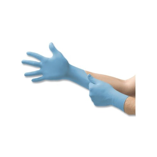 Touchntuff 92-675 Gants jetables en nitrile sans poudre, doigts texturés, paume de 4,3 mil/doigts de 5,5 mil, bleu – 1 par boîte