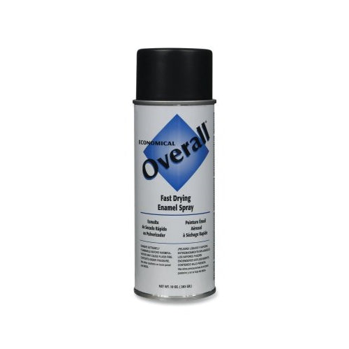 Rust-Oleum Overall Economical Fast-Drying Enamel Spray Paint, 10 Oz, Aerosol Can, Flat, Black - 6 per CA - V2404830V