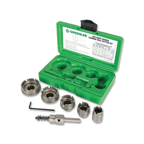 Greenlee Kwik Change Hole Cutter Kit, Carbide-Tipped, 7/8 Inches To 2 Inches Cut Dia - 1 per EA - 50057669