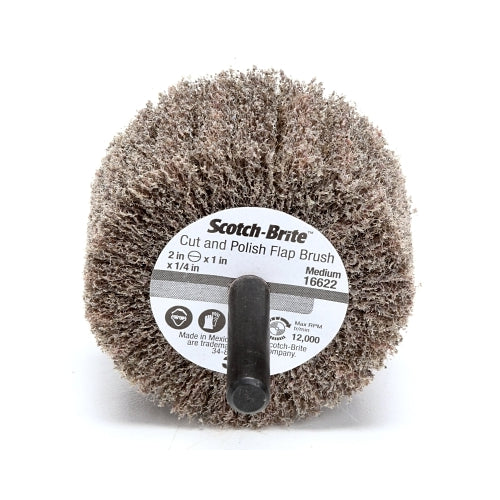 Brosse à lamelles pour couper et polir Scotch-Brite x0099, 2 pouces X 1/4 po, moyenne, oxyde d'aluminium, 12 000 tr/min - 1 par EA - 7000121151