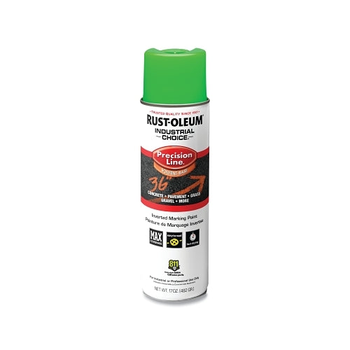 Rust-Oleum Industrial Choice M1600/M1800 System Precision-Line Inverted Marking Paint, 17 Oz, Fluorescent Green, M1600 Solvent-Based - 12 per CA - 203023V