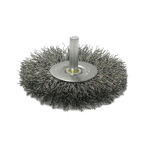 Brosse à roue radiale à fil serti Weiler, 4 pouces de diamètre, fil d'acier de 0,014 pouce, 15 000 tr/min - 10 par BX - 17969