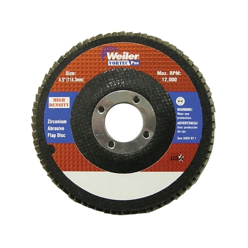 Weiler 4-1/2Inches Vortec Pro High Density Abrasive Flap Disc, Flat - 10 per PK - 31387