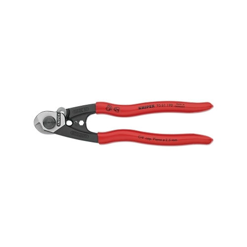 Knipex Wire Rope Cutters, 190 Mm Oal, Shear Cut/Precise Crimping, 2.5 Mm To 7.0 Mm - 1 per EA - 9561190