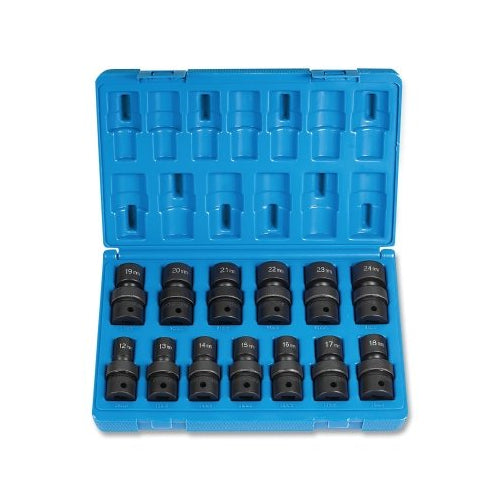 Grey Pneumatic Impact Socket Set, 1/2 Inches Drive, Metric, 6-Point, 12 Mm To 24 Mm Socket Size, 13-Pc Standard Length - 1 per EA - 1313UM
