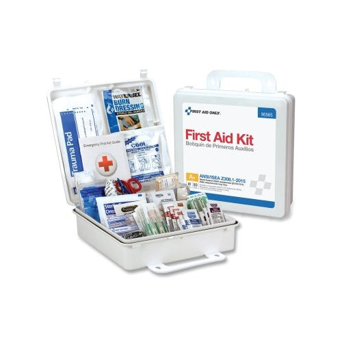 First Aid Only 50 Person Bulk Plastic First Aid Kit, Weatherproof, Wall Mount, Carry Handle - 1 per EA - 90565