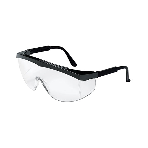 Mcr Safety Ss1 Series Safety Glasses, Clear Lens, Polycarbonate, Scratch-Resistant, Black Frame - 1 per EA - SS110