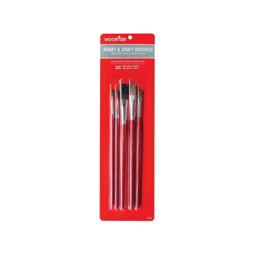 Wooster Artists Brush Sets, Camel Hair & Bristle, 5 Pc, Wood Handle - 12 per BX - 0F51050000