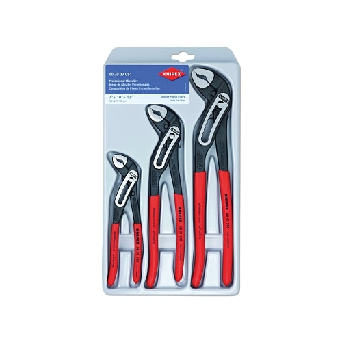 Knipex Juego de alicates de cocodrilo de 3 piezas, 7-1/4 pulgadas, 10 pulgadas, 12 pulgadas - 1 por EA - 002007US1