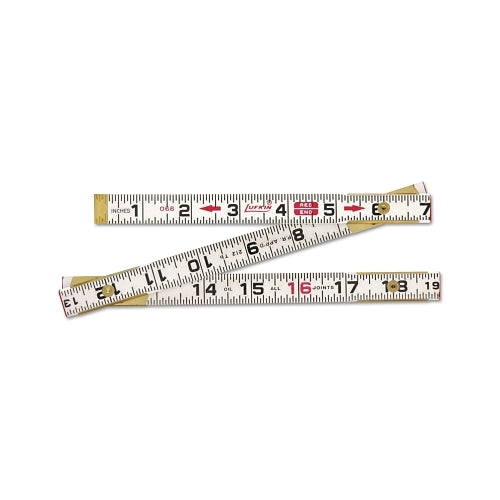 Crescent Lufkin Red End Rulers, 6 Ft, Wood, Inch/Metric, 2 Scales - 1 per EA - 062CMEN