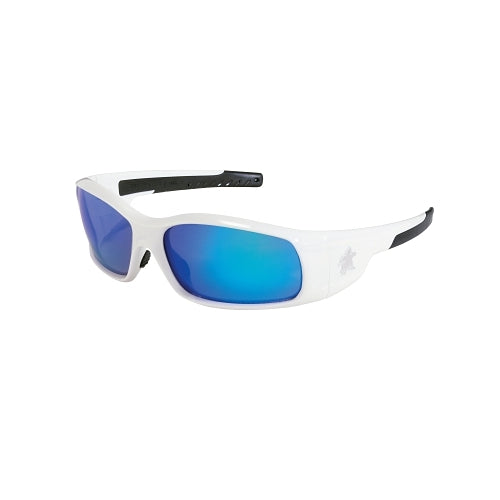 Mcr Safety Swagger Sr1 Series Gafas de seguridad, lentes de espejo de diamante azul, marco blanco - 1 por PR - SR128B