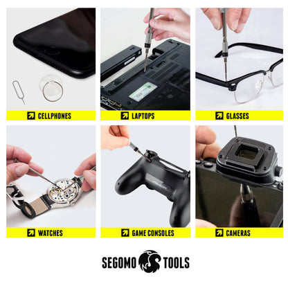 Segomo Tools Kit de reparación de destornilladores para joyería, computadora portátil, computadora portátil y electrónica de precisión de 17 piezas-JWSD1 