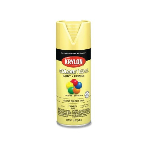 Krylon Colormaxx x0099  Paint + Primer Spray Paint, 12 Oz, Bright Idea, Gloss - 6 per CA - K05507007