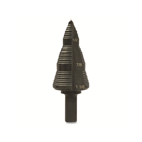 Greenlee Gsb Series Step Bit, 1-1/8 In, 3/16 Inches To 1/8 Inches Dia Cutting, 3-Step - 1 per EA - GSB09