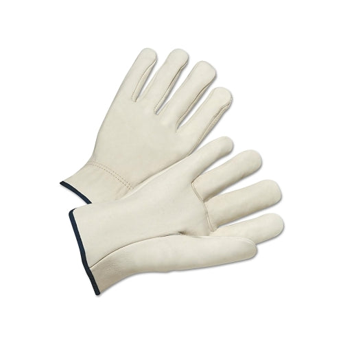 Anchor Brand Quality Grain Cowhide Leather Driver Gloves, Small, Unlined, Natural, Shirred Elastic Back - 12 per DZ - 990IS