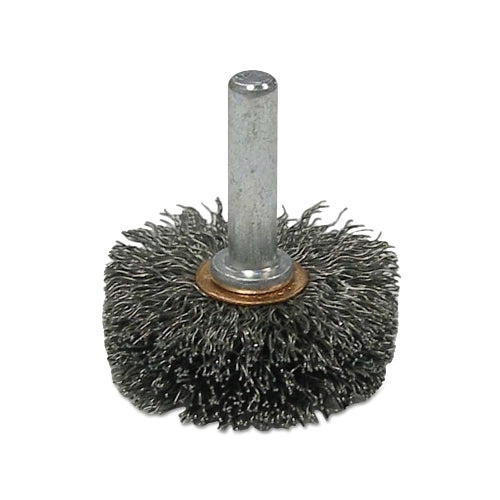 Weiler Stem-Mounted Narrow Conflex Brush, 2 Inches Dia X 3/8 Inches W Face, 0.006 Inches Steel, 20000 Rpm, 1/4 Inches Stem - 1 per EA - 17609