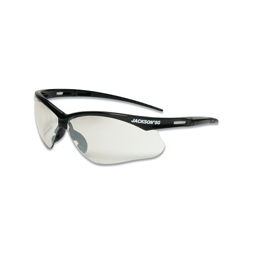 Jackson Safety Sg Series Gafas de seguridad, tamaño universal, lentes para interior/exterior, marco negro, capa dura antiarañazos, 1 por EA - 50004