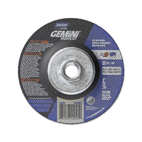 Norton Gemini Rightcut x0099  Right Angle Cut-Off Wheel, Type 27/42, 4-1/2 Inches Dia X 0.045 Inches Thick X 5/8 In-11 Arbor, 1 Ea/Ea - 1 per EA - 66252842025