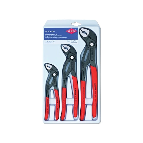 Knipex Cobra 3-Piece Locking Pliers Set, 7-1/4 In/10 In/12 Inches Pliers - 1 per ST - 002006US1