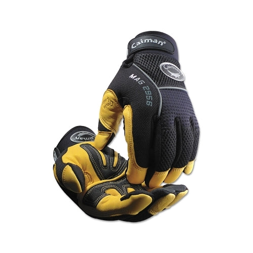 Caiman Gold Grain Leather Palm Gloves, 2X-Large, Gold/Black - 1 per PR - 2956XXL