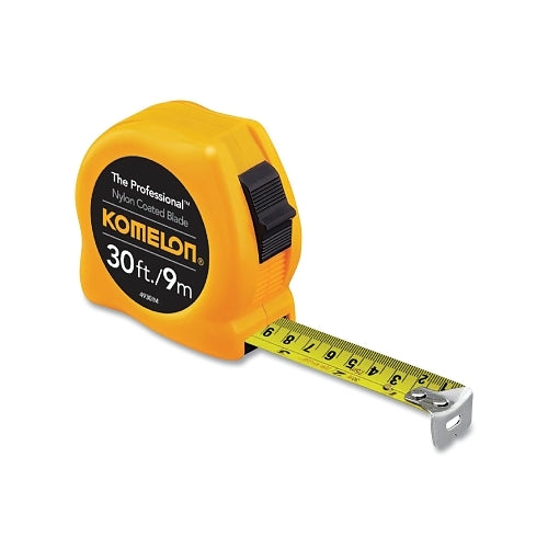 Komelon Usa Professional Series Power Tape, 30 Ft, 1 In, Inch/Metric, Nylon Coated, Yellow - 1 per EA - 4930IM
