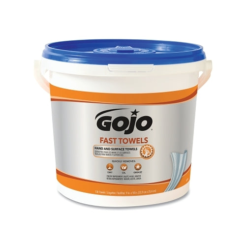 Gojo Fast Wipes Hand Cleaning Towels, Citrus, Wet Wipe Bucket, 130 - 4 per CS - 629804