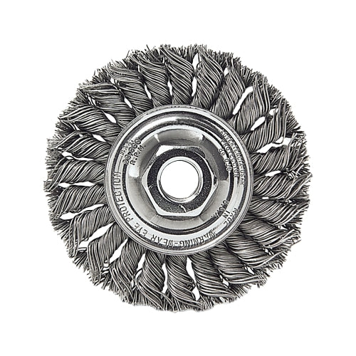 Weiler Standard Twist Knot Wheel, 4 Inches D X 1/2 W, .02 Wire, 5/8 In-11 Unc Nut, Retail - 1 per EA - 13113P